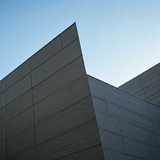 Modern geometric building facade with sharp angles